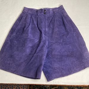 David Hollis Shorts Suede Navy Blue Wide Leg Shorts